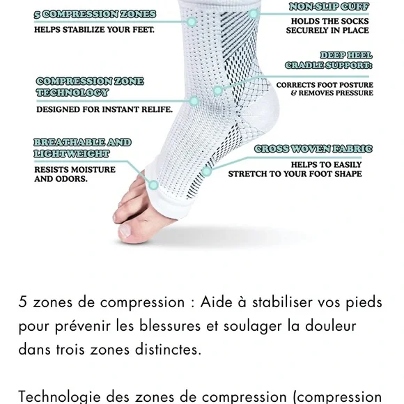 SOLD 4pairs of compression soxes in White size Large - Picture 3 of 5